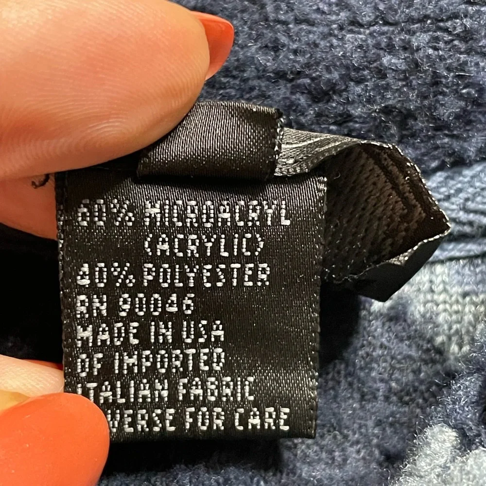 VTG 90s Fleece Blue Textured Floral Shacket Jacket M - Picture 6 of 7